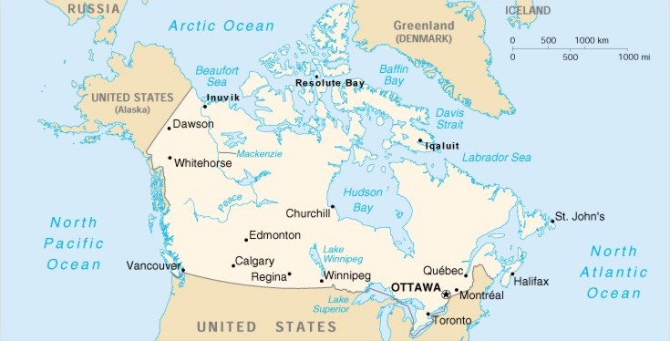 map of Canada