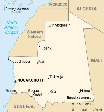 map of Mauritania